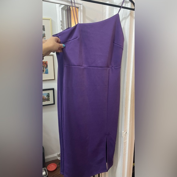 Purple Strappy Midi Cocktail Dress - Picture 3 of 4